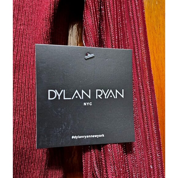 Dylan Ryan Burgundy Knit Fitted Dress With Glittery Long Sleeves XL - Picture 3 of 9